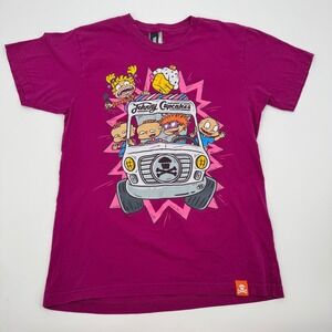 Johnny Cupcakes X Rugrats T Shirt Magenta Cotton Short Sleeve Graphic Tee Mens M